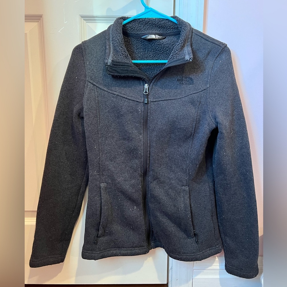 Charcoal gray North Face full-zip jacket